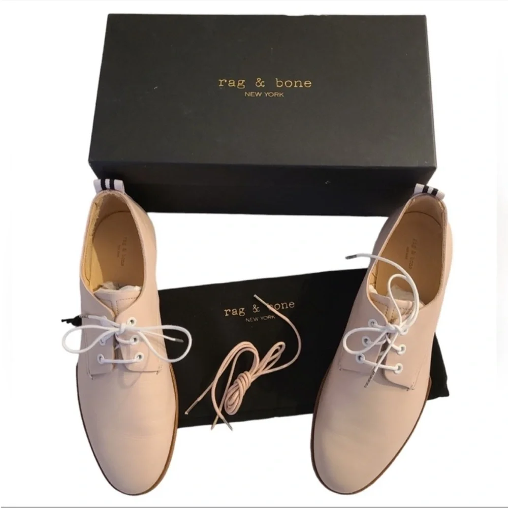 NWT rag & bone Audrey Oxfords Leather Soles in light blush pink Size 6.5 or 8